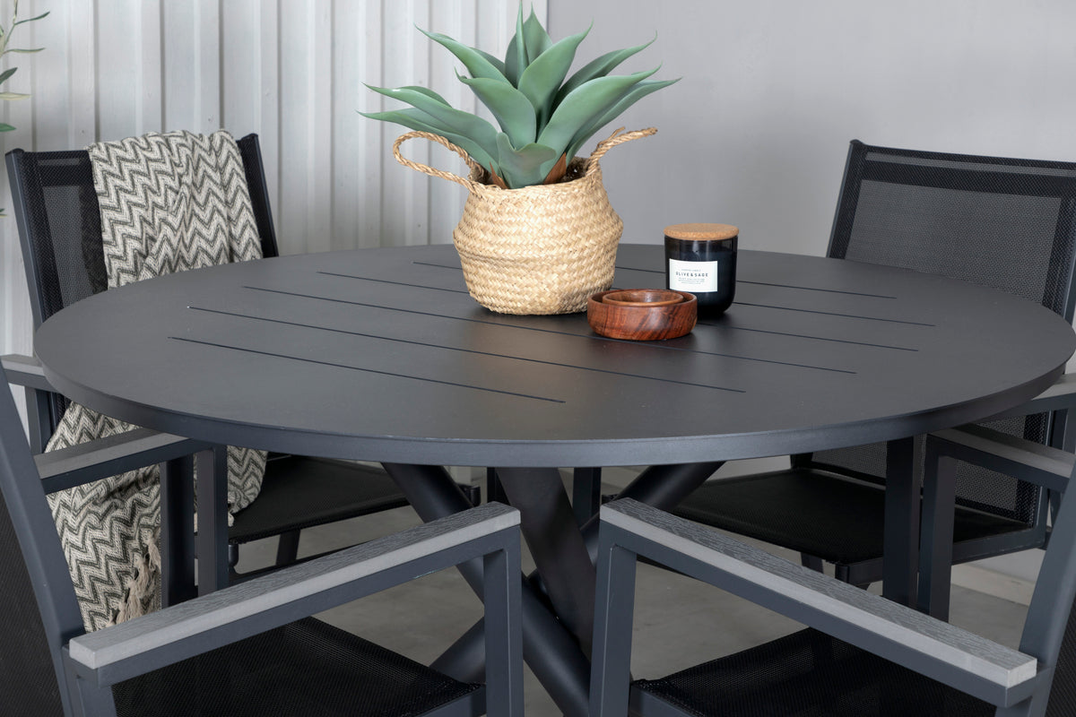 Alma & Parma Spisebord ⌀120 + Spisestole Sort