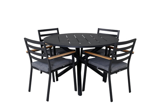 Alma & Brasilia Rundt Spisebord ⌀120 Sort + Spisebordsstol 2-pak Sort