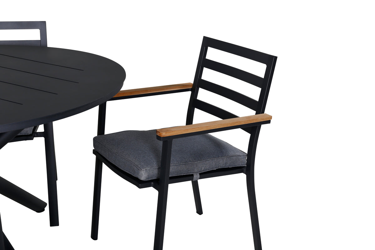 Alma & Brasilia Rundt Spisebord ⌀120 Sort + Spisebordsstol 2-pak Sort
