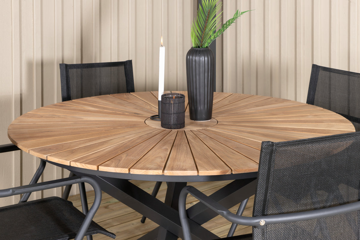 Alina & Mexico Spisestole Sort + Spisebord ⌀140