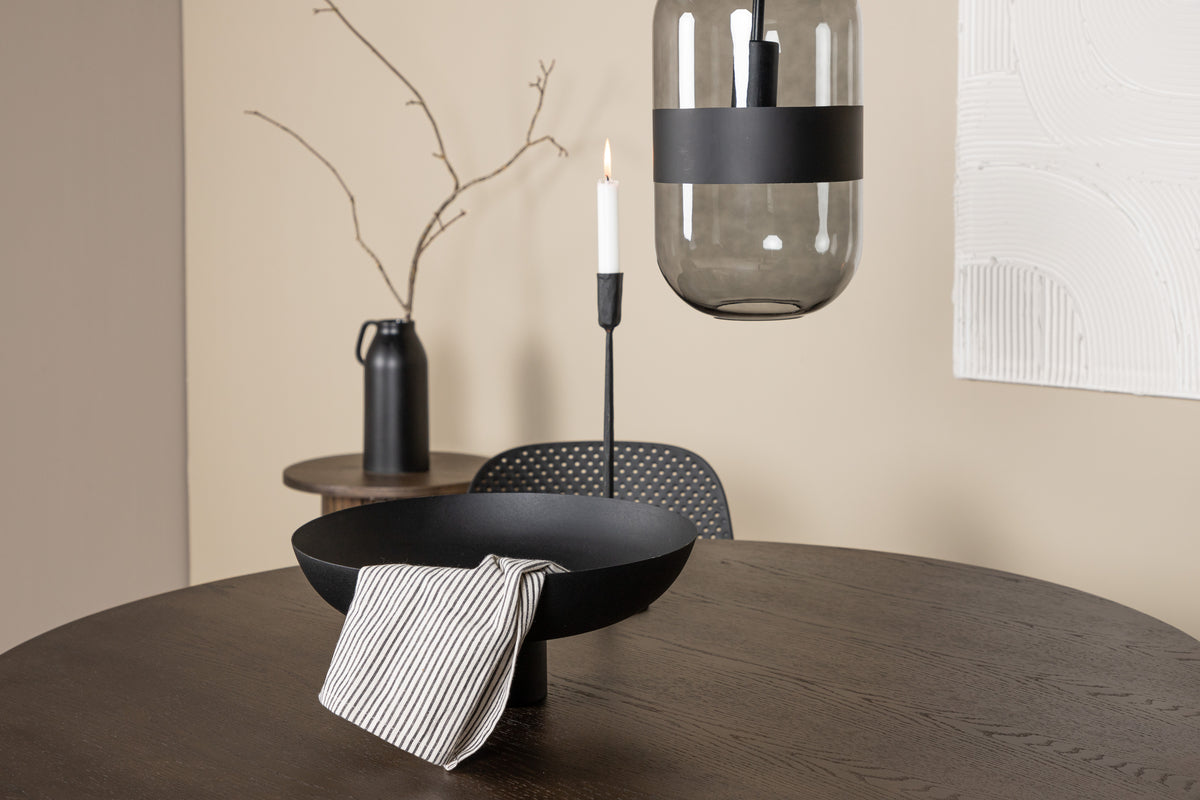 Baltimore & Stone Spisebordsstol 2-pak Sort + Rundt Spisebord ⌀120 Mocca