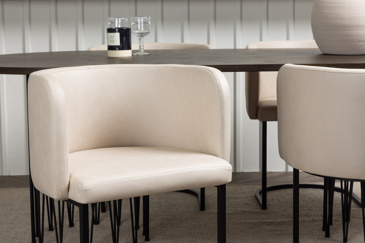 Stone & Simrishamn Oval Spisebord 220 x 100 Mocca + Spisebordsstol Beige
