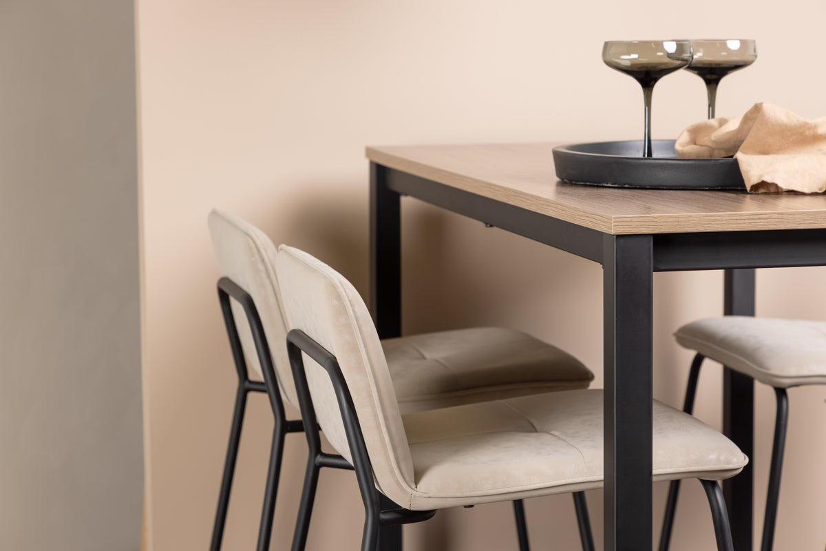 Barstol 2-pak Beige + Barbord 120 x 60 Valnød