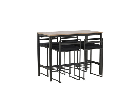 Barbord 120 x 60 Valnød + Barstol 2-pak Sort