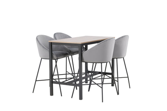 Barbord 120 x 60 Valnød + Barstol Mørkegrå