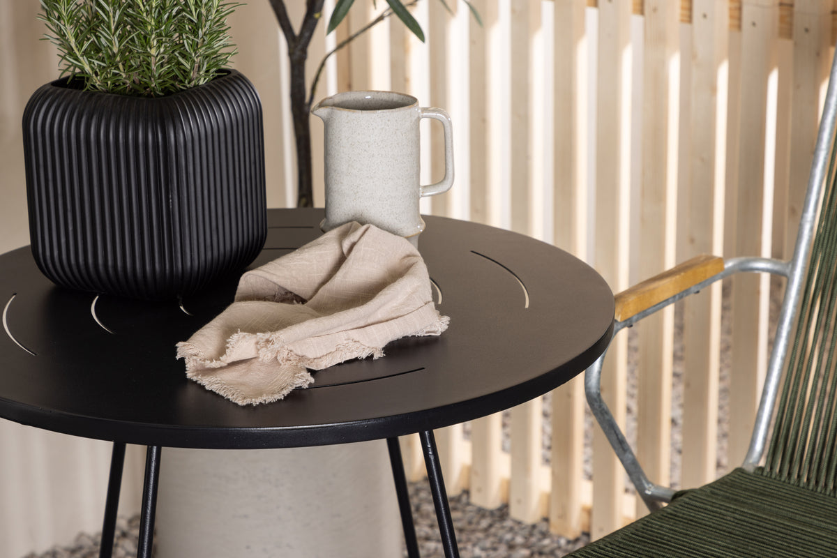 Cafébord 60 Sort + Spisebordsstol 2-pak Grøn