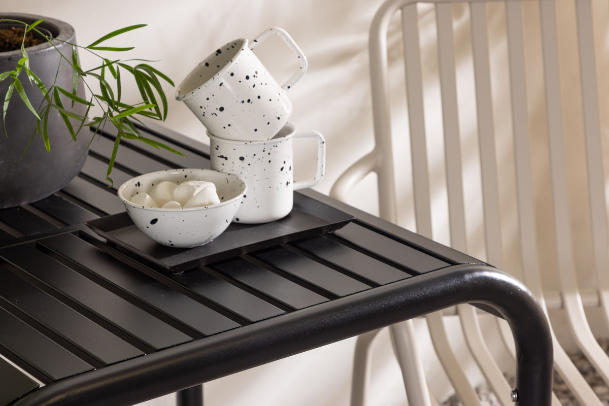 Cafébord 70 x 70 Sort + Spisebordsstol 2-pak Beige