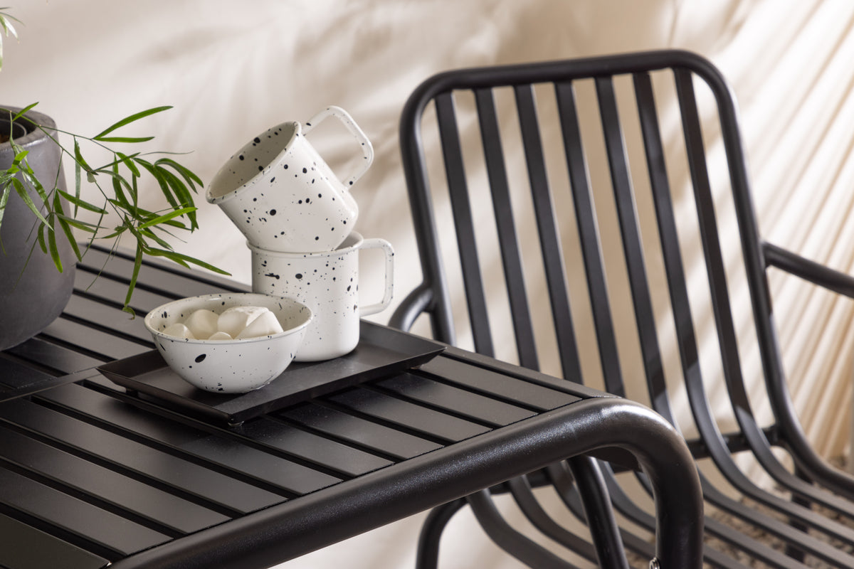 Cafébord 70 x 70 Sort + Spisebordsstol 2-pak Sort