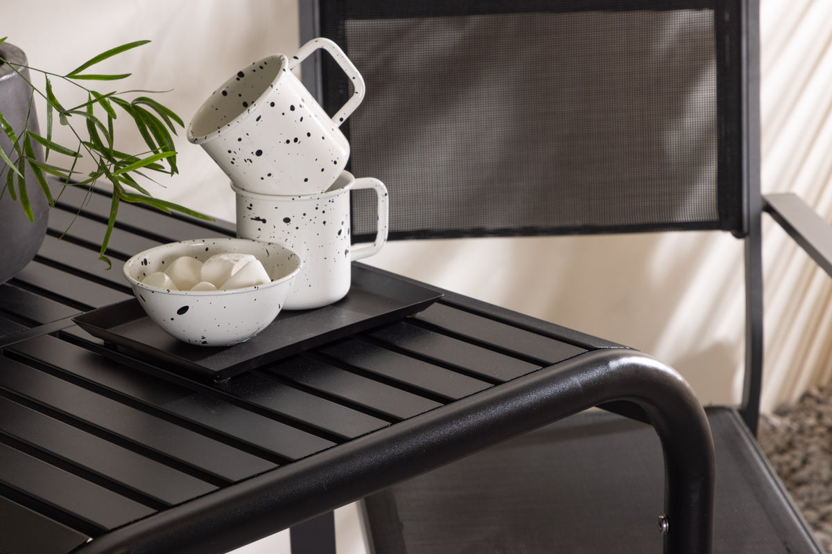 Spisebordsstol 2-pak Sort + Cafebord 70 x 70 Sort