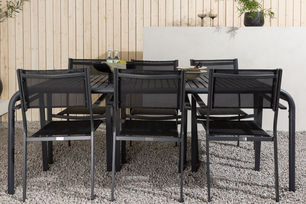 Spisebordsstol 2-pak Sort + Rektangulært Spisebord 200 x 100 Sort