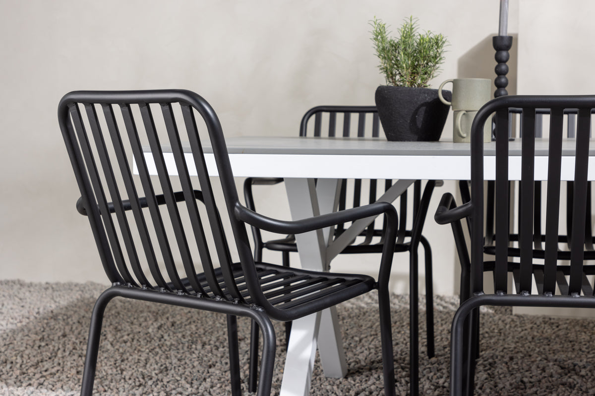 Rektangulært spisebord 200 x 100 Grå + Spisebordsstol 2-pak Sort