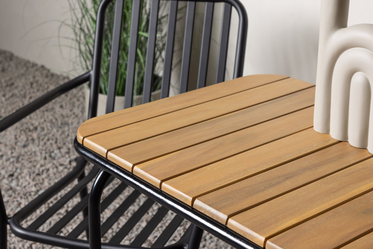 Cafébord 70 x 55 Natur + Spisebordsstol 2-pak Sort