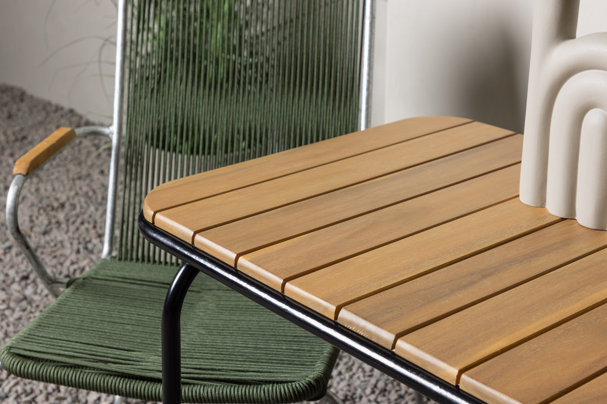 Cafébord 70 x 55 Natur + Spisebordsstol 2-pak Grøn