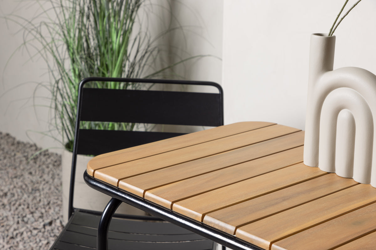 Spisebordsstol 2-pak Sort + Cafebord 70 x 55 Natur