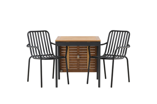 Diego & Peking Cafebord 75 x 70 x 70 Sort + Spisestole 2-pak Sort