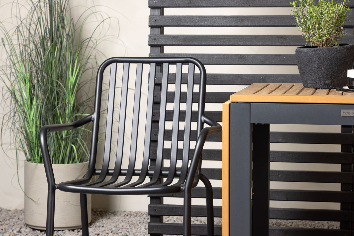 Diego & Peking Cafebord 75 x 70 x 70 Sort + Spisestole 2-pak Sort