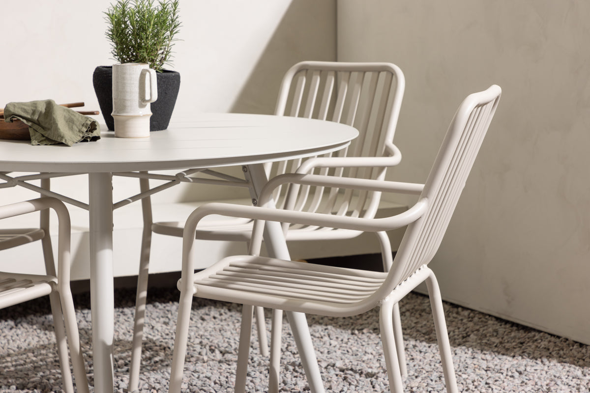 Rundt spisebord 120 Beige + Spisebordsstol 2-pak Beige