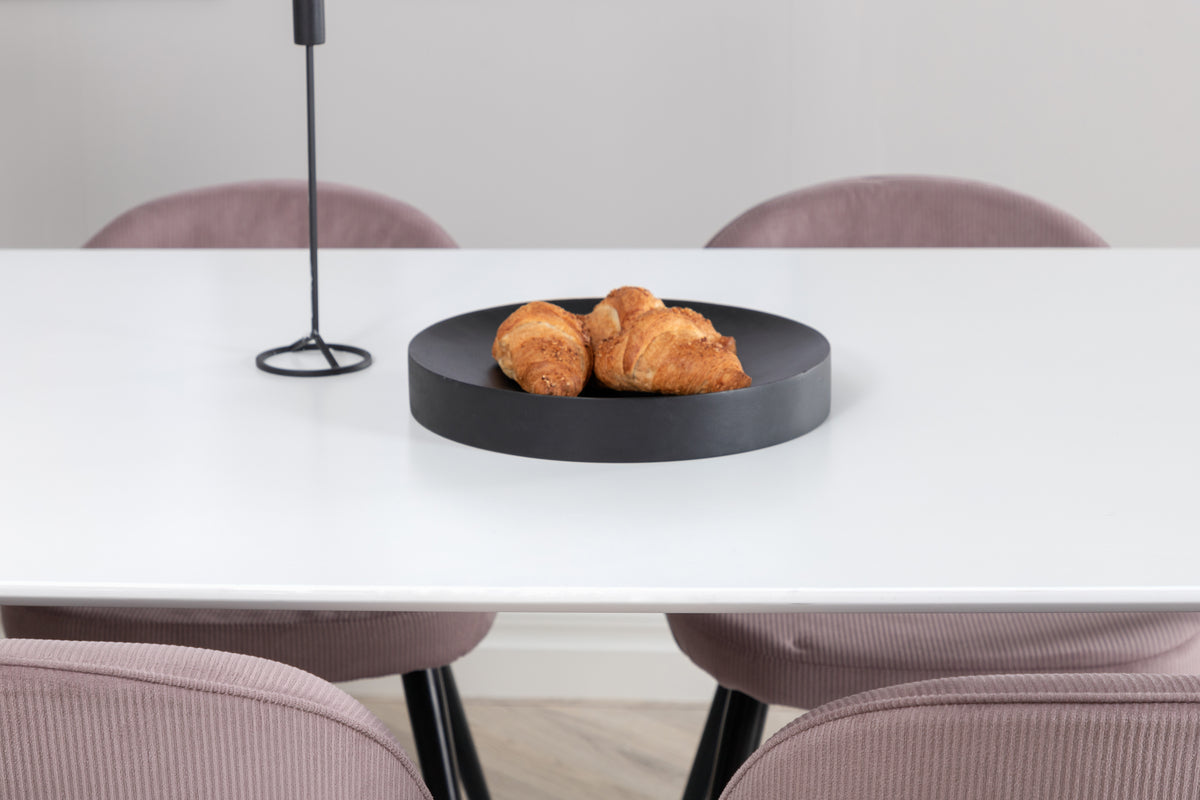 Spisebordsstol 2-pak Dusty Pink + Rektangulært spisebord 240 x 100 Hvid