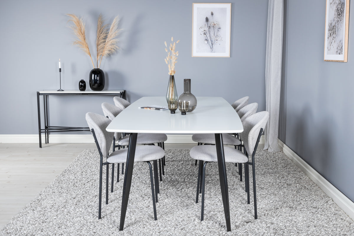 Vault & Polar Spisebordsstole 2-pak Grå + Rektangulært Spisebord 100 x 240 Hvid