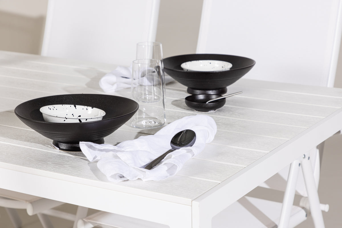 Spisebordsstol 2-pak Hvid + Rektangulært Spisebord 205 x 90 Hvid