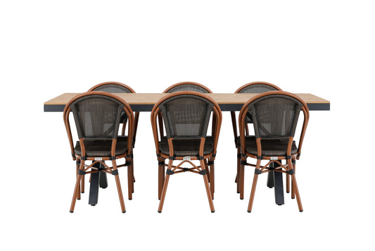 Garcia & Guarda Rektangulært Spisebord 100 x 200 Sort + Caféstole 2-pak Sort