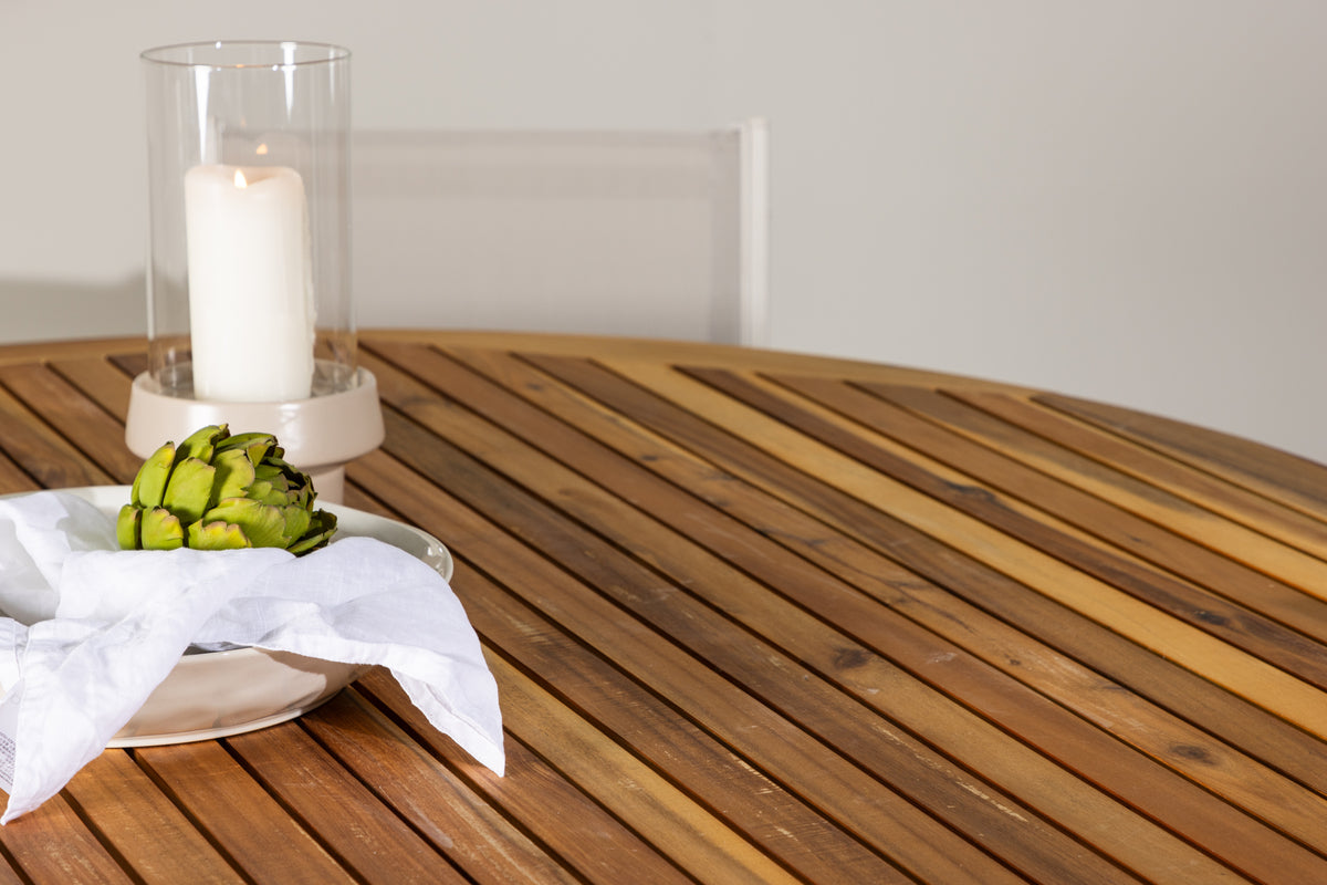 Copacabana & Tucumán Spisestole 2-pak Beige + Runde Spisebord ø150 Natur