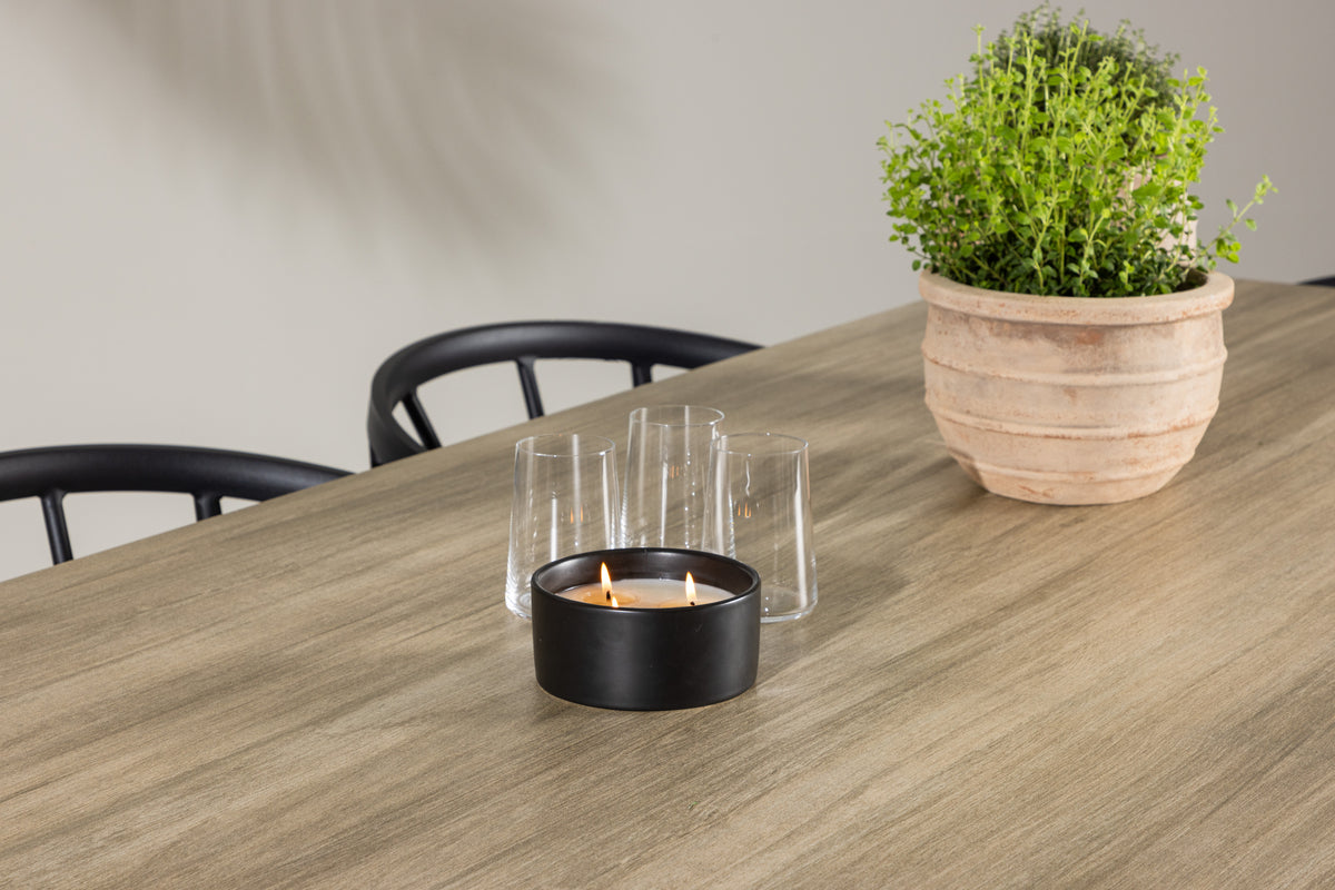 Spisebordsstol 6-pak Sort + Rektangulært Spisebord 200 x 90 Hvid