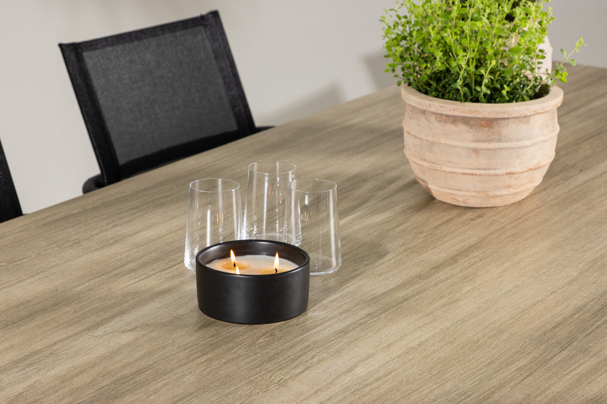 Spisebordsstol 6-pak Sort + Rektangulært Spisebord 200 x 90 Hvid