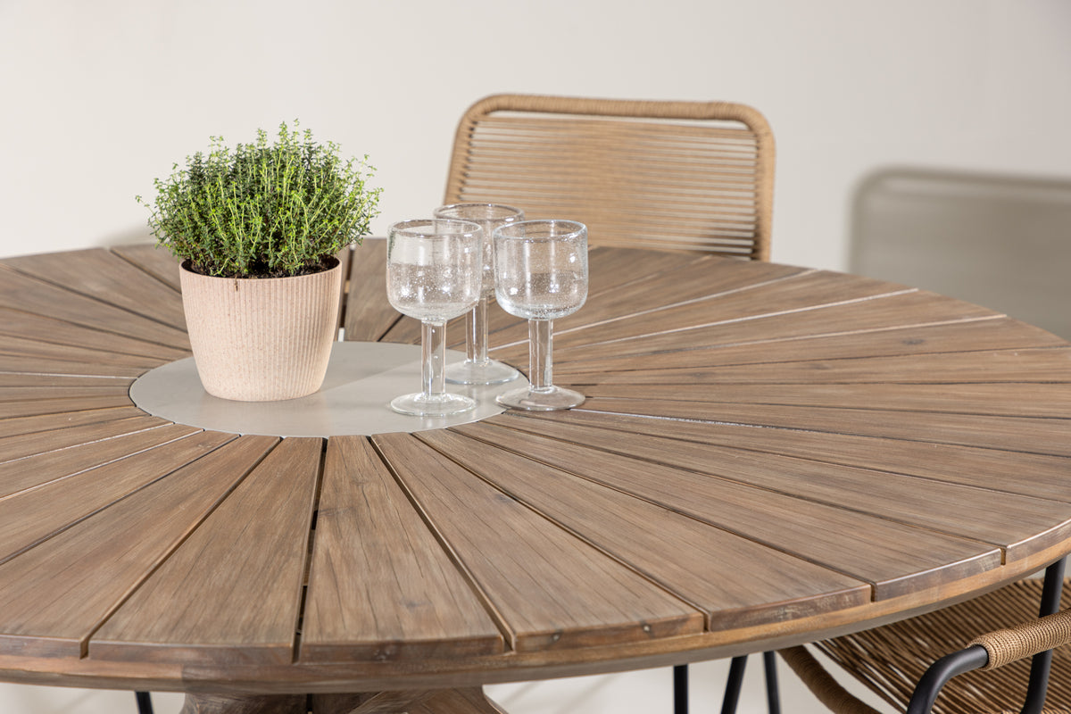 Spisebordsstol 2-pak Brun + Rundt Spisebord 140 Brun