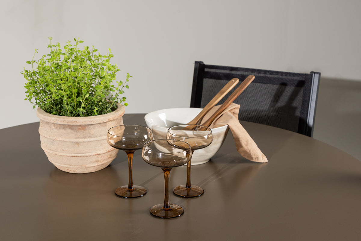 Spisebordsstol 2-pak Sort + Rundt Spisebord 120 Brun