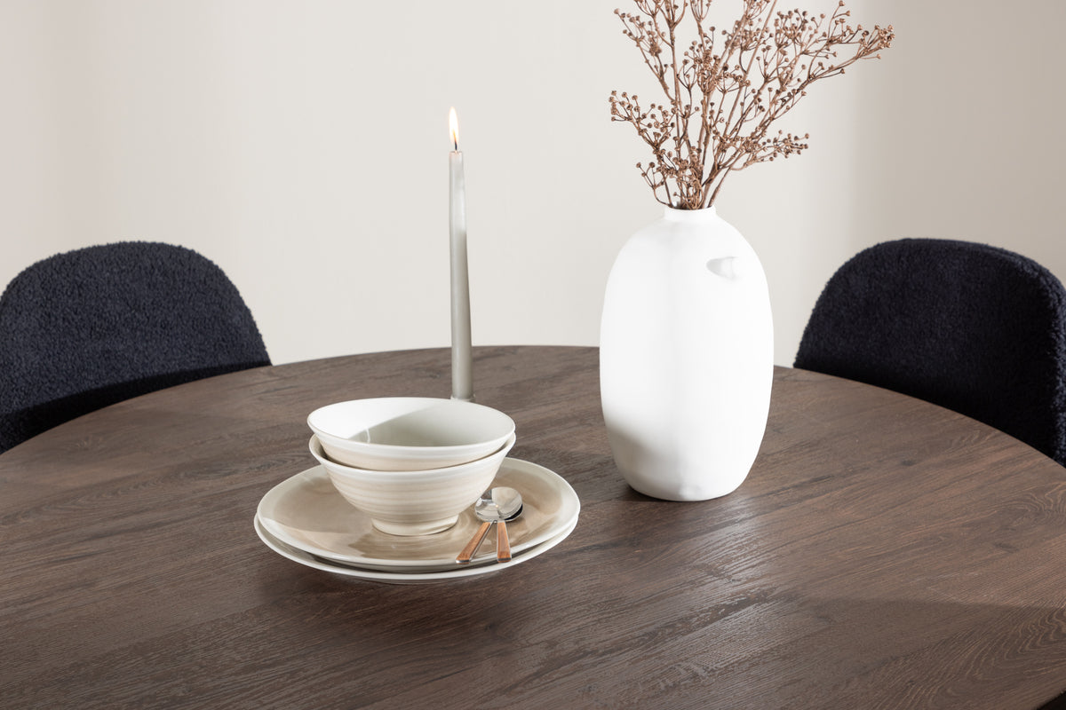 Spisebordsstol 2-pak Sort + Rundt Spisebord 110 Mocca