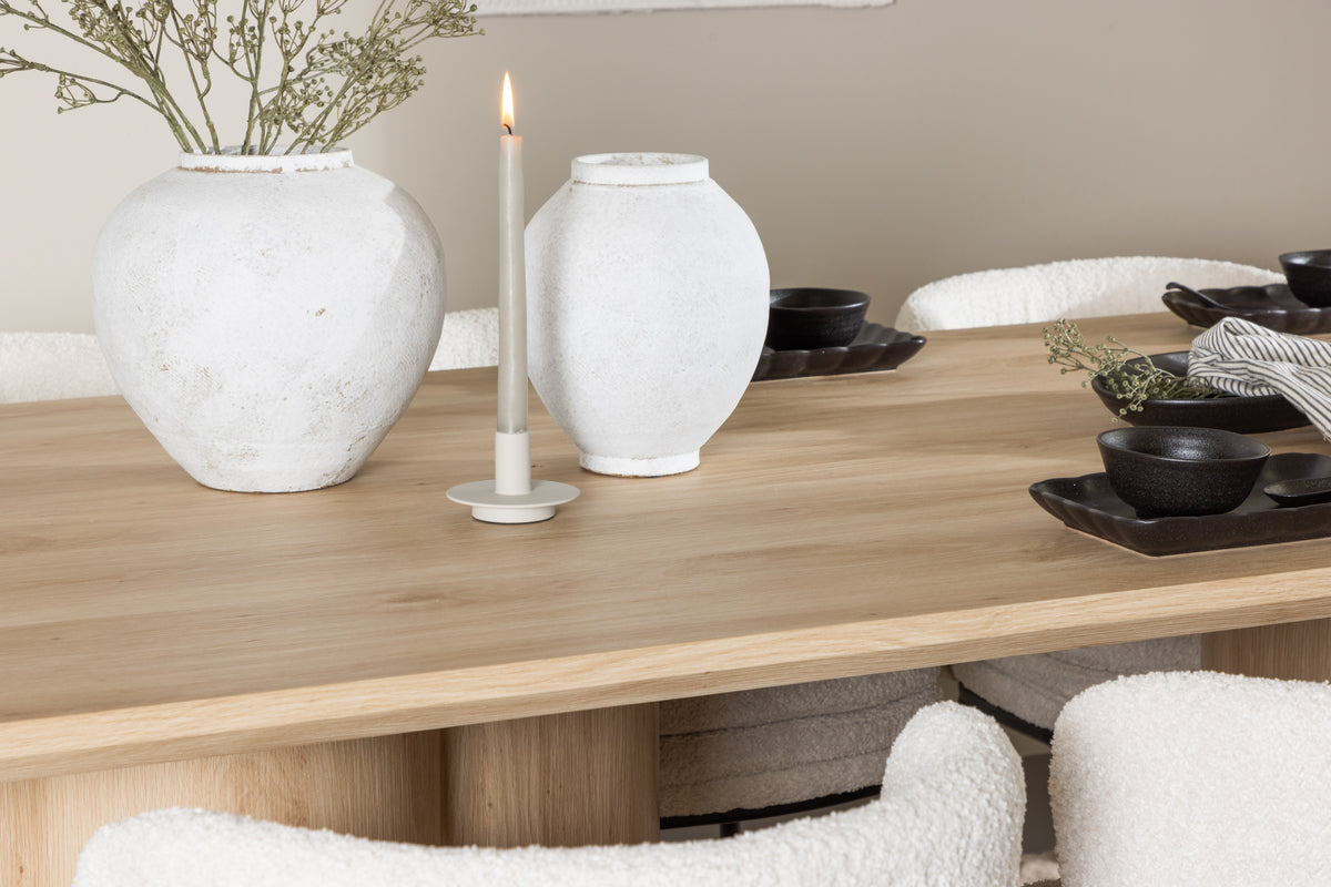 Spisebordsstol 2-pak Hvid + Rektangulært Spisebord 210 x 100 Natur