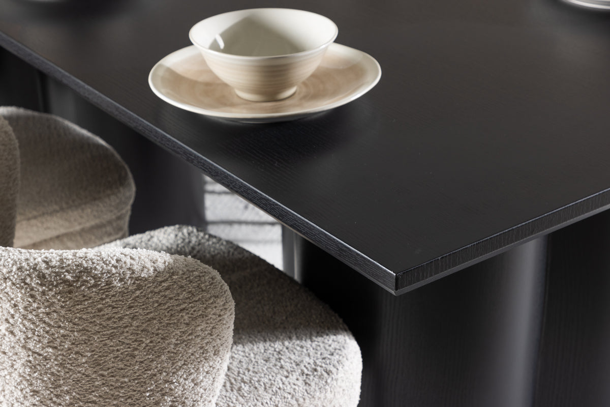 Agnes & Olivia Spisebordsstole 2-pak Hvid + Rektangulært Spisebord 210 x 100 Sort