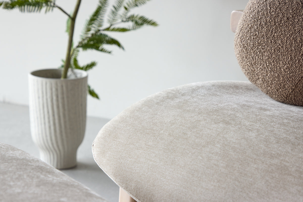 Skammel 60 x 42 x 70 Beige + Lænestol Beige