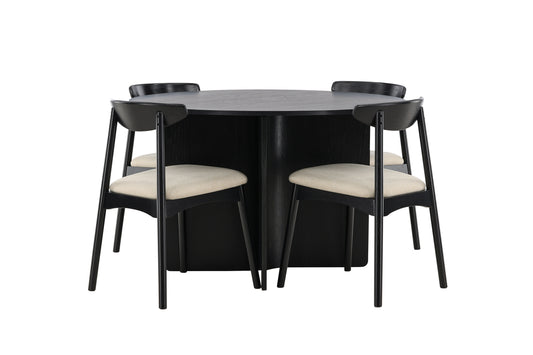 Spisebordsstol 2-pak Sort + Rundt spisebord 120 Sort