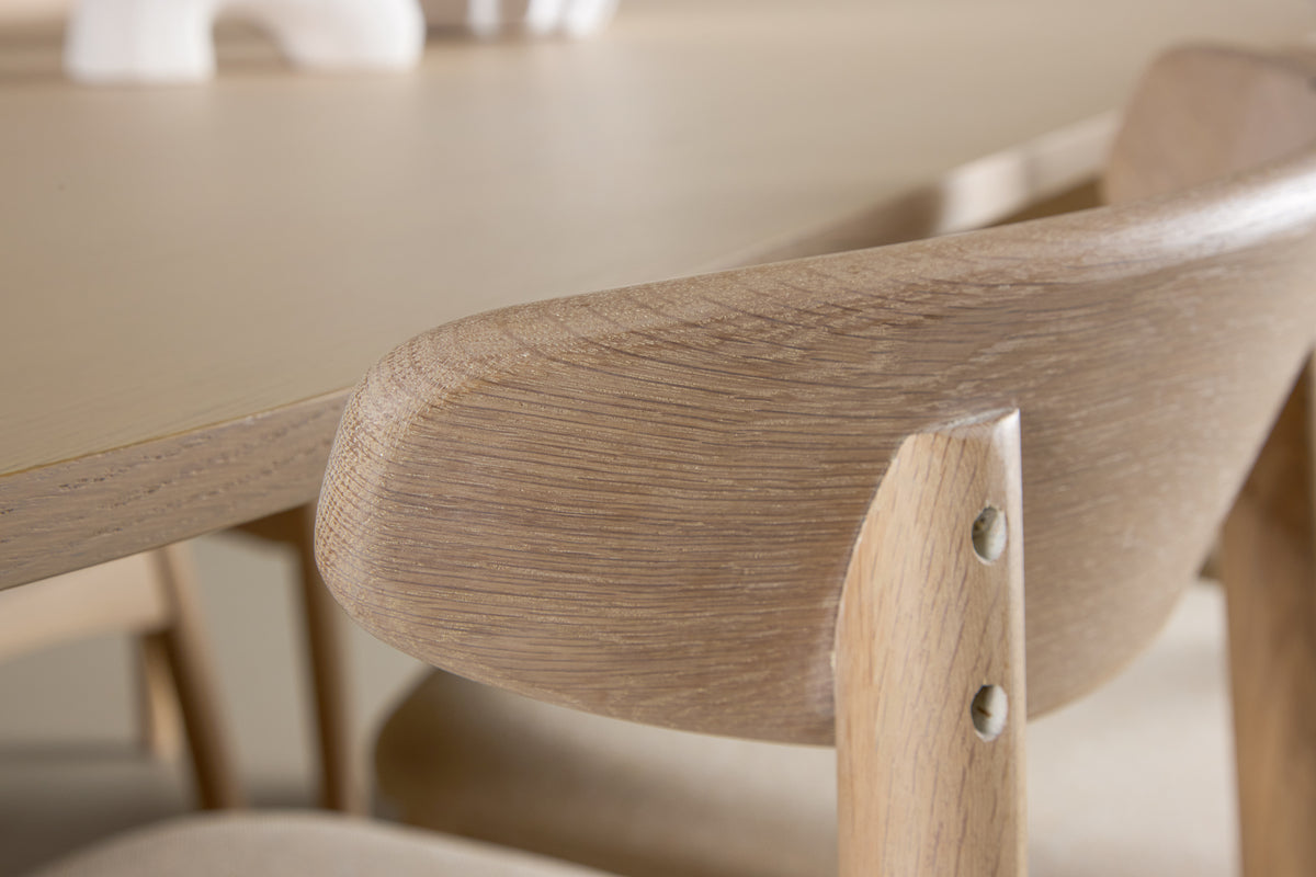 Spisebordsstol 2-pak Whitewash + Ovalt Spisebord 220 x 100 Whitewash