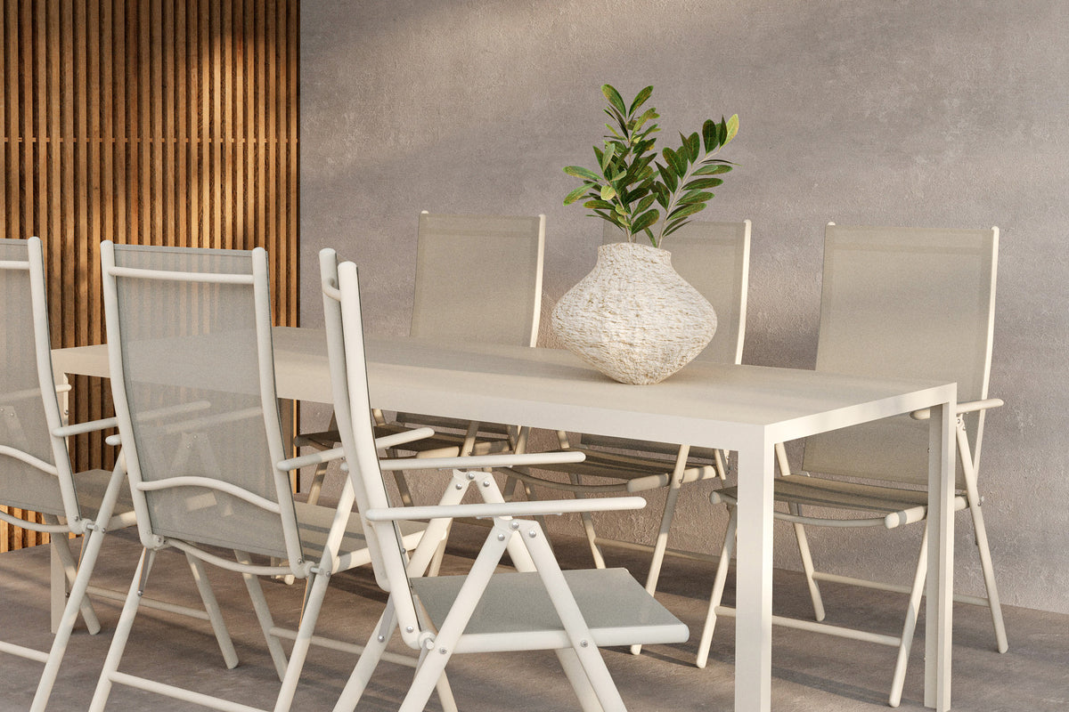 Rektangulært spisebord 205 x 90 Beige + Spisebordsstol 2-pak Beige