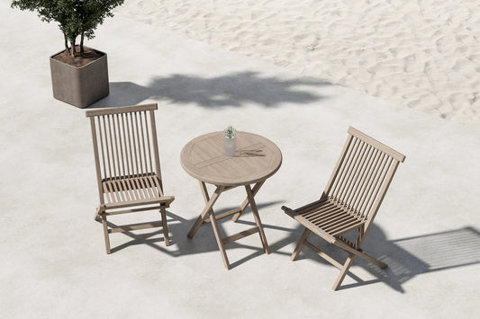 Spisebordsstol 2-pak Whitewash + Cafebord 70 Whitewash