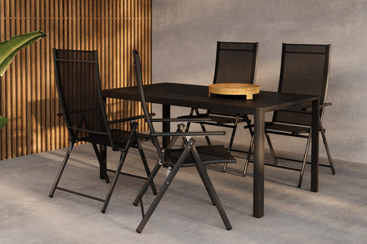 Rektangulært spisebord 150 x 85 Sort + Positionsstol 2-pak Sort