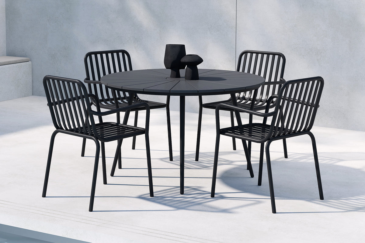 Spisebordsstol 2-pak Sort + Rektangulært Spisebord 120 Sort