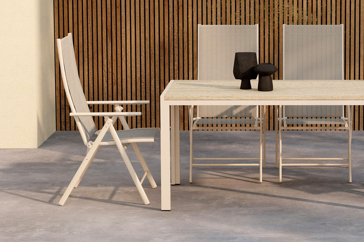 Position stol 2-pak Beige + Rektangulært spisebord 140 x 80 Beige