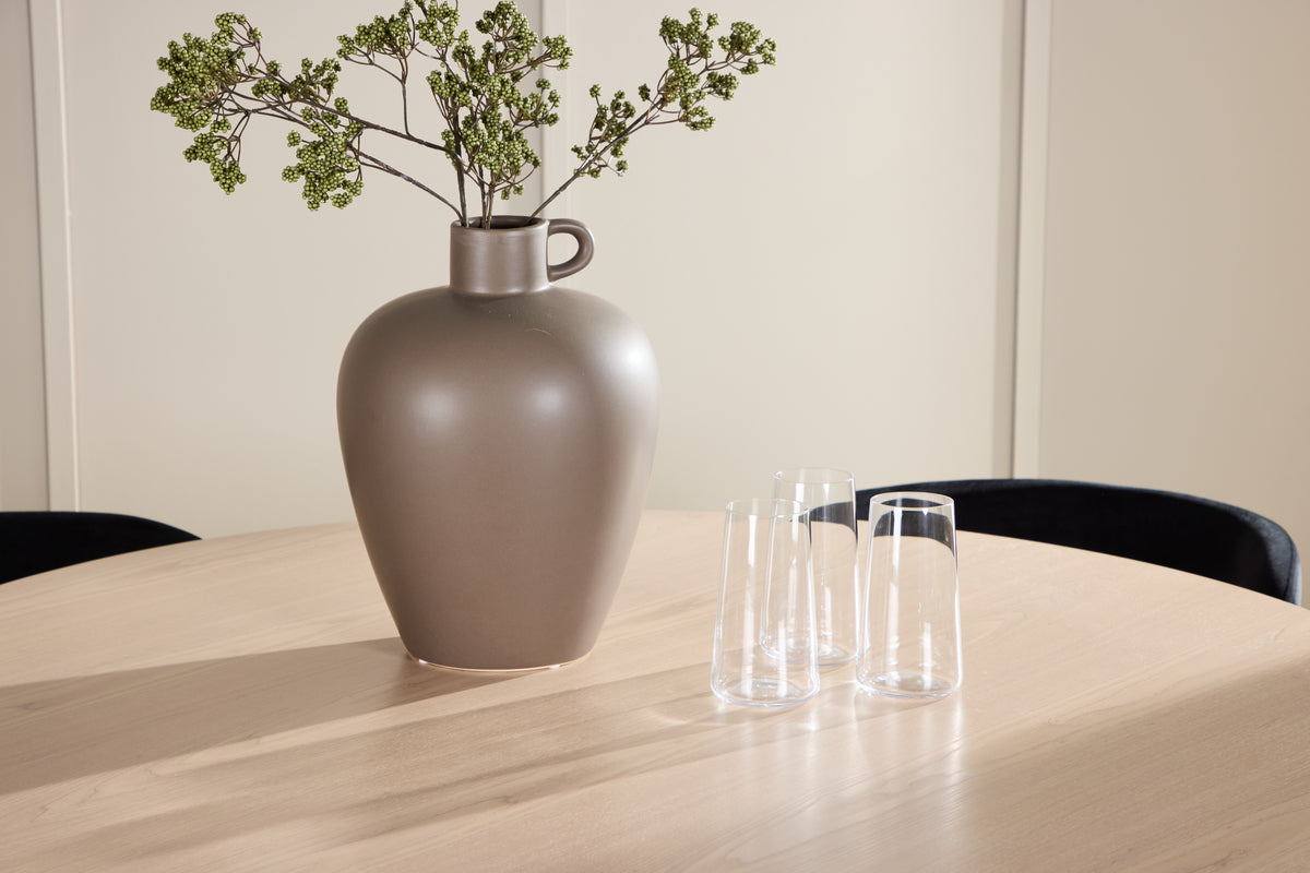 Spisebordsstol 2-pak Sort + Rundt spisebord 120 Whitewash