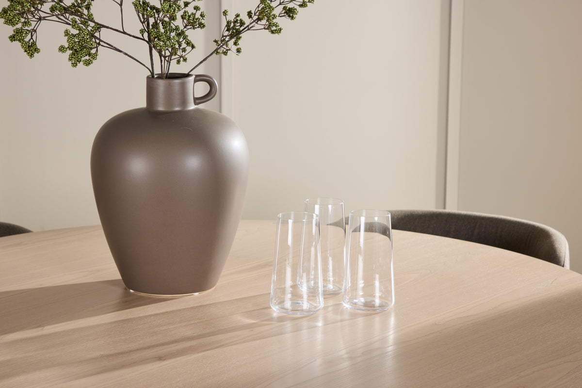 Spisebordsstol 2-pak Brun + Rundt Spisebord 120 Whitewash