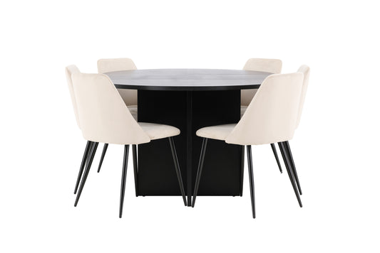 Spisebordsstol 2-pak Beige + Rektangulært spisebord 120 Sort