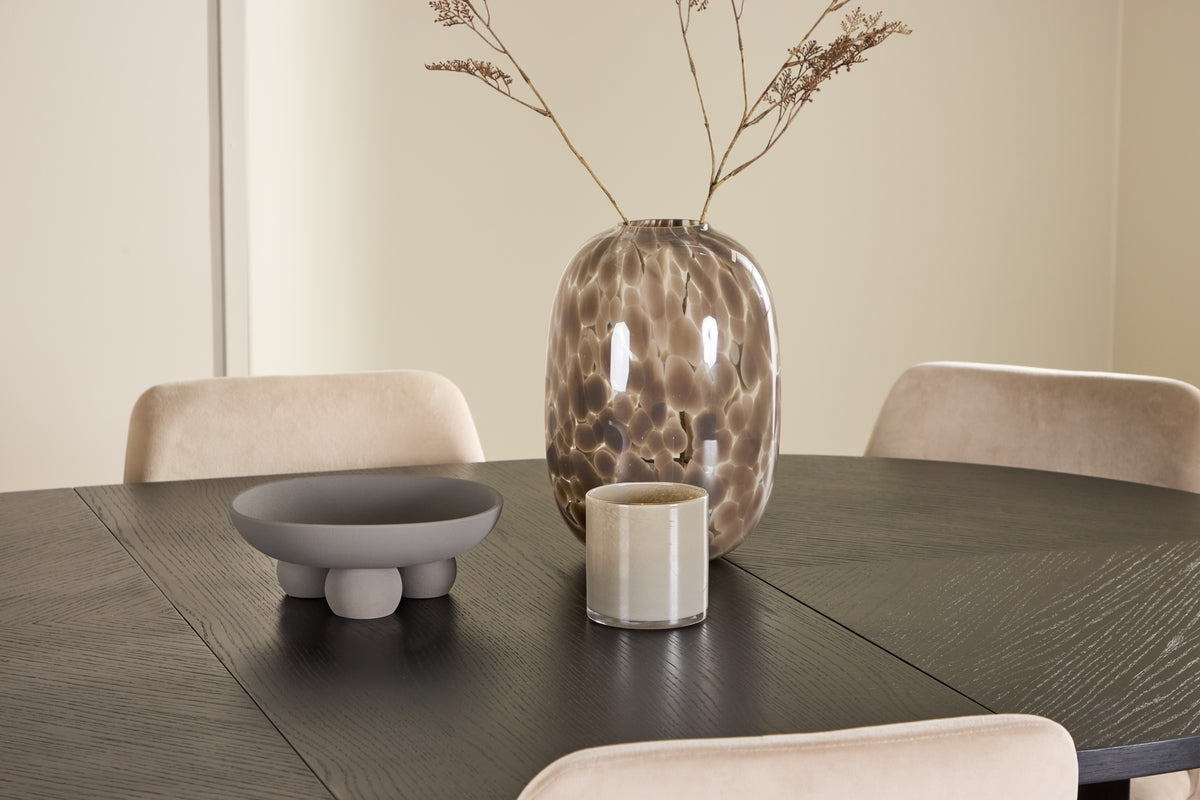 Spisebordsstol 2-pak Beige + Rektangulært spisebord 120 Sort