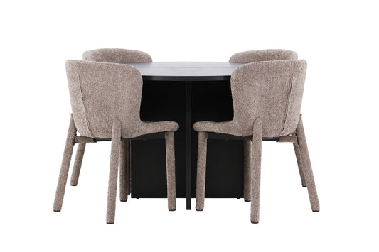 Rektangulært spisebord 120 Sort + Spisestuestol 2-pak Brun