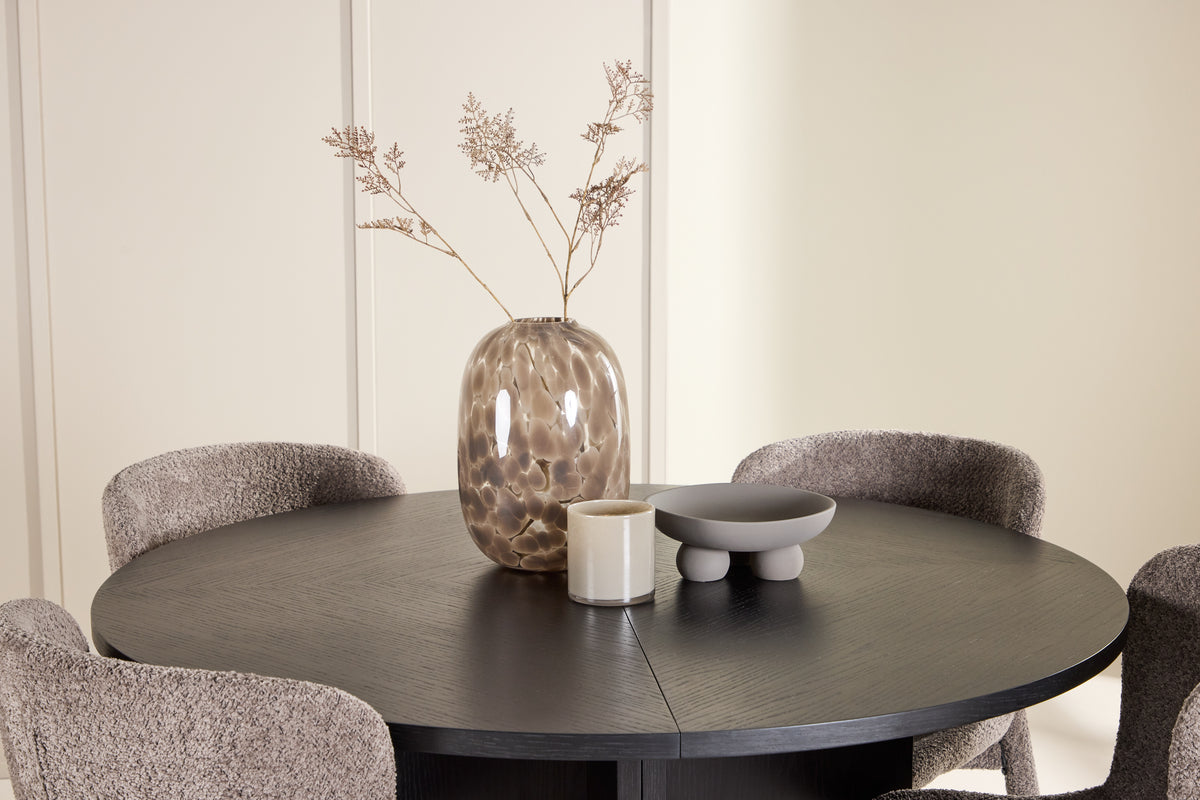 Rektangulært spisebord 120 Sort + Spisestuestol 2-pak Brun