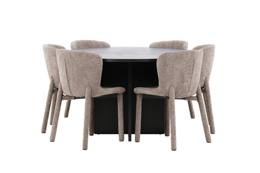 Rektangulært spisebord 120 Sort + Spisestuestol 2-pak Brun