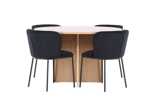 Spisebordsstol 2-pak Sort + Rektangulært spisebord 120 Whitewash