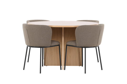 Spisebordsstol 2-pak Brun + Rektangulært Spisebord 120 Whitewash